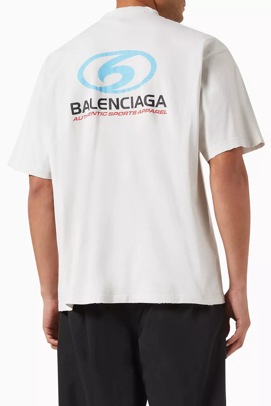 人気★関税込【BALENCIAGA】SURF LOGO TEE Balenciaga Men's Surf Logo T-Shirt in Faded Black/Blue