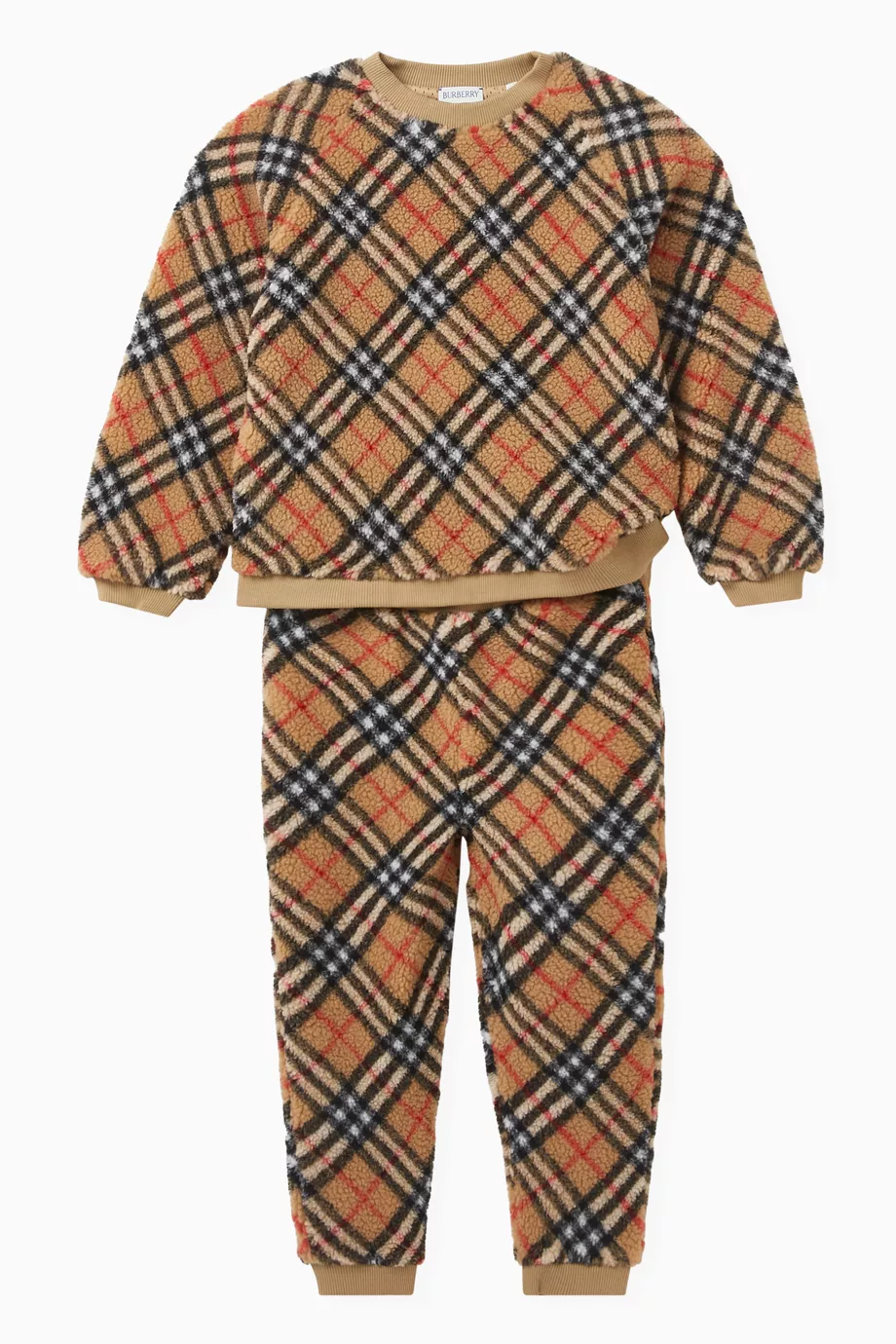 Buy Burberry Neutral Check Print Track Pants in Fleece For Boys Online Ounass Saudi