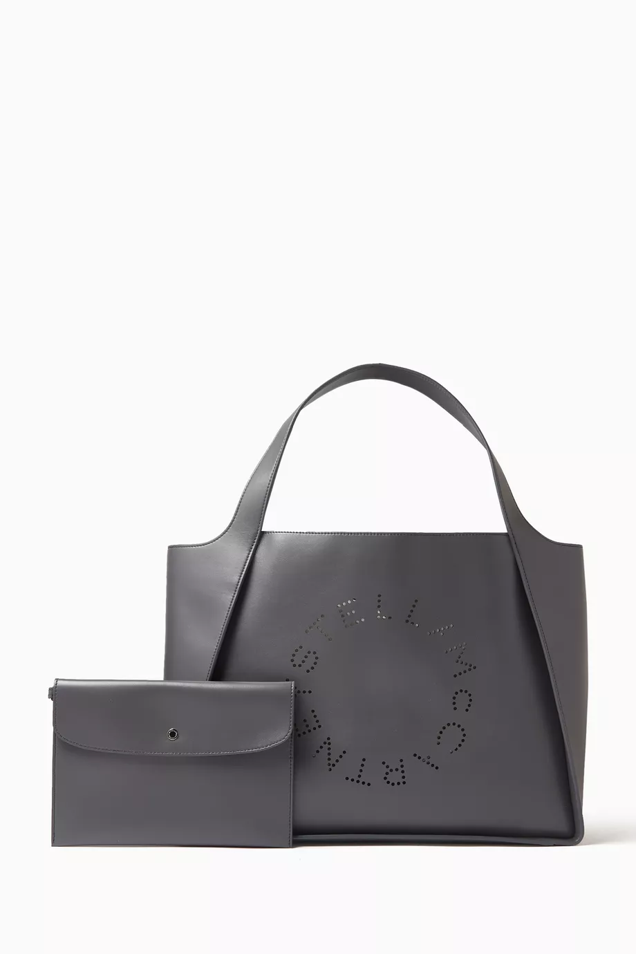 Buy Stella McCartney Grey Logo Tote Bag in Alter Mat Vegan Leather