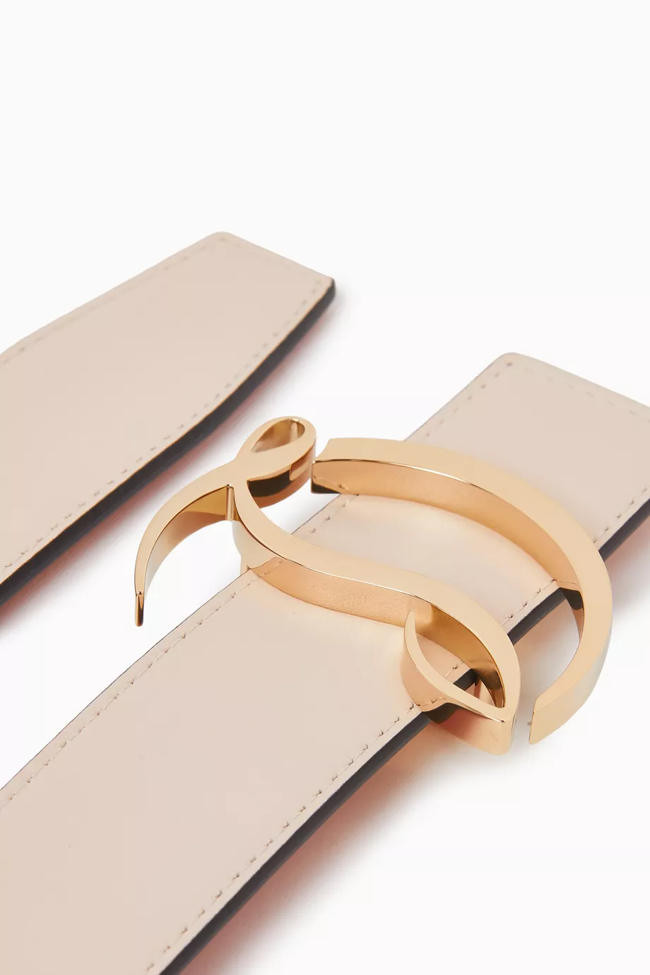 NEW Christian Louboutin W CL Logo Beige Belt with Signature Buckle CL Logo - Belt - Calf leather - Leche - Christian Louboutin  main image 4