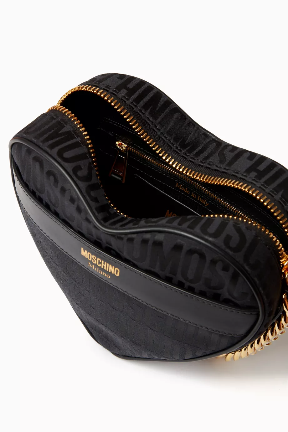 Buy Moschino Black Small Heart Shaped Shoulder Bag in Jacquard Nylon For Women Online Ounass Saudi