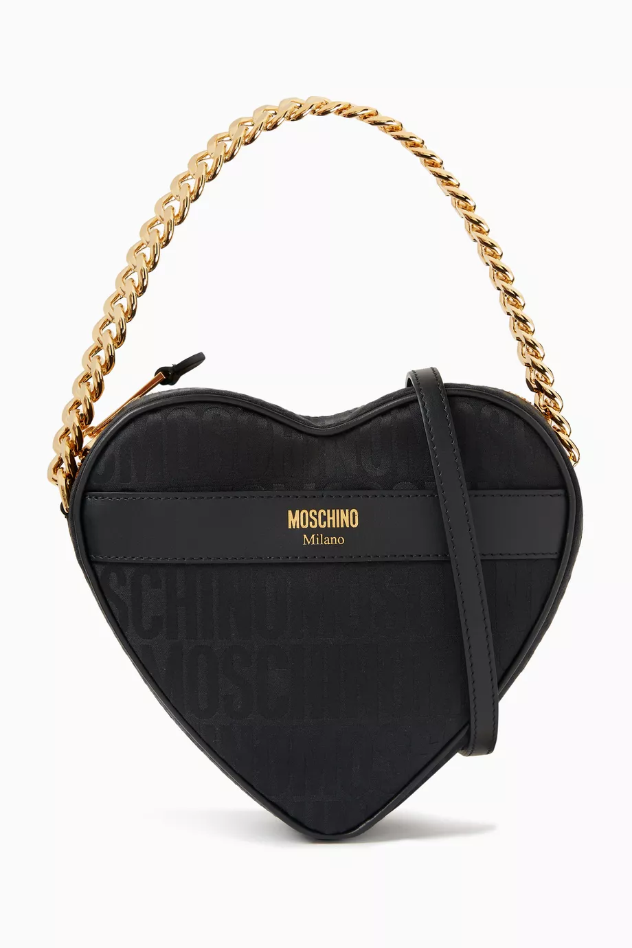Buy Moschino Black Small Heart Shaped Shoulder Bag in Jacquard Nylon For Women Online Ounass Saudi