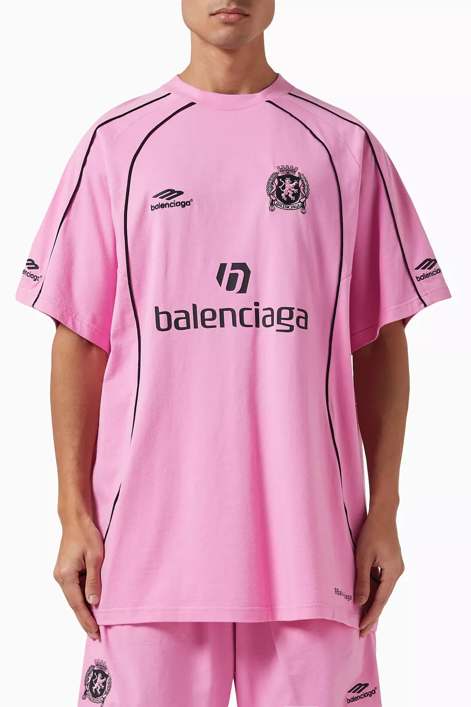 Buy Balenciaga Pink Paris Soccer Oversized T-shirt in Vintage