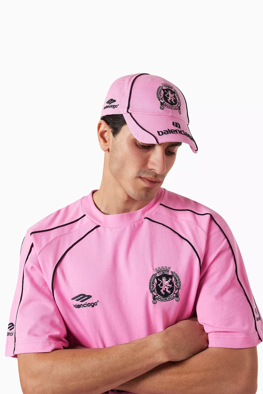 Buy Balenciaga Pink Paris Soccer Cap in Cotton Drill For Men Online Ounass Saudi