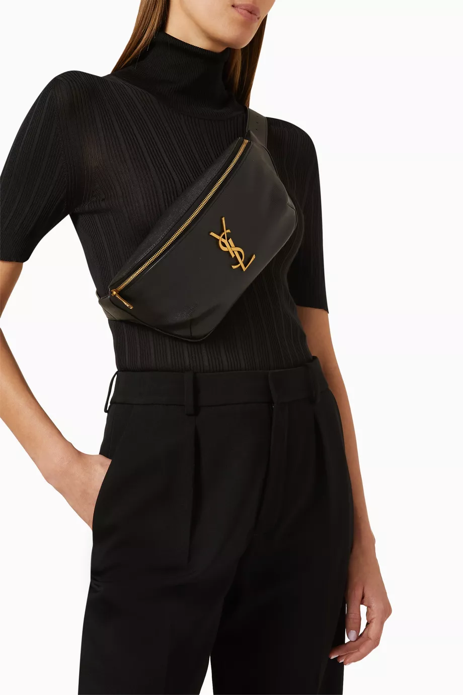 Buy SAINT LAURENT Black Classic Cassandra Belt Bag in Grain de Pouche Leather For UNISEX Online Ounass Saudi