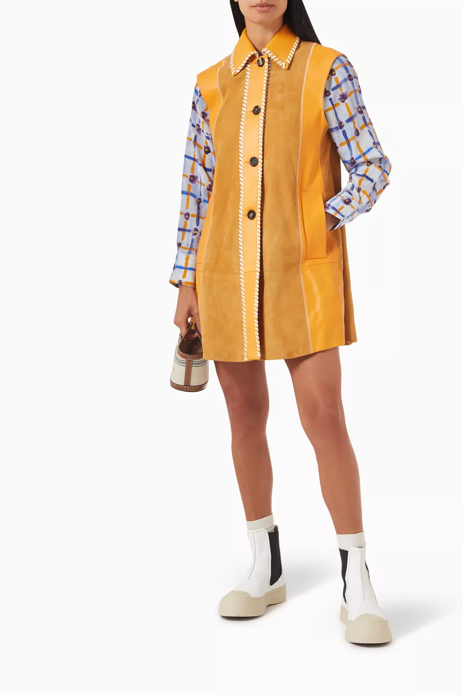 Buy Marni Orange Striped Whipstitch-trim Waistcoat in
