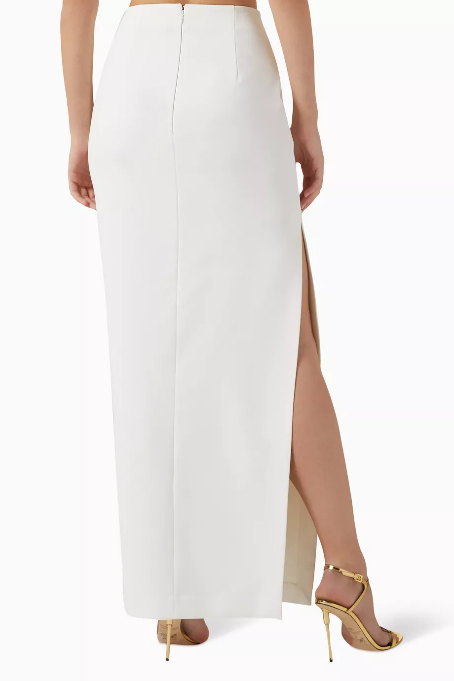 Buy Elisabetta Franchi White Maxi Pencil Skirt in Crepe For Women Online Ounass Saudi