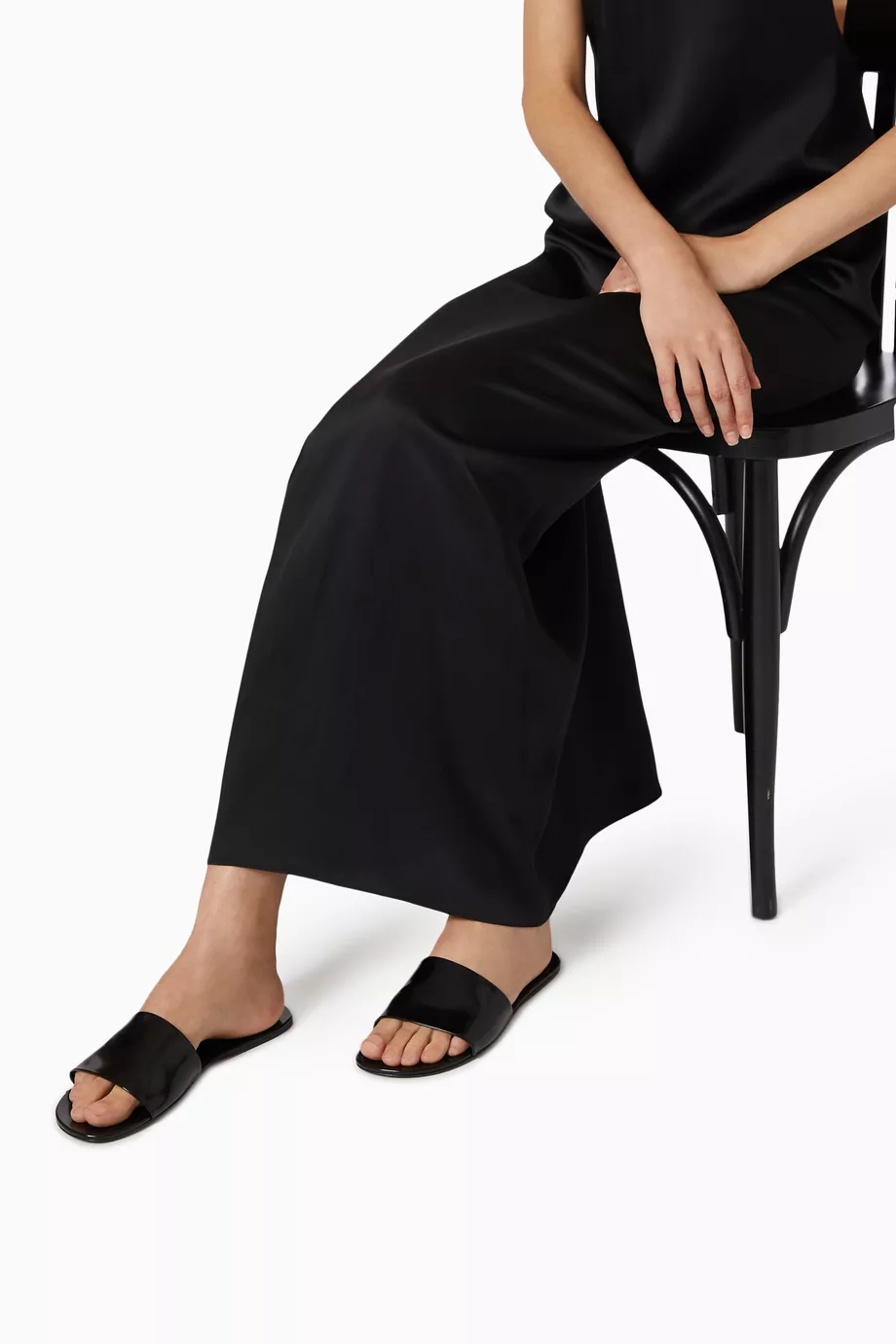 サンダル・ミュール Saint Laurent Black Satin Carlyle Slippers CARLYLE slides in satin crepe | Saint Laurent | YSL US