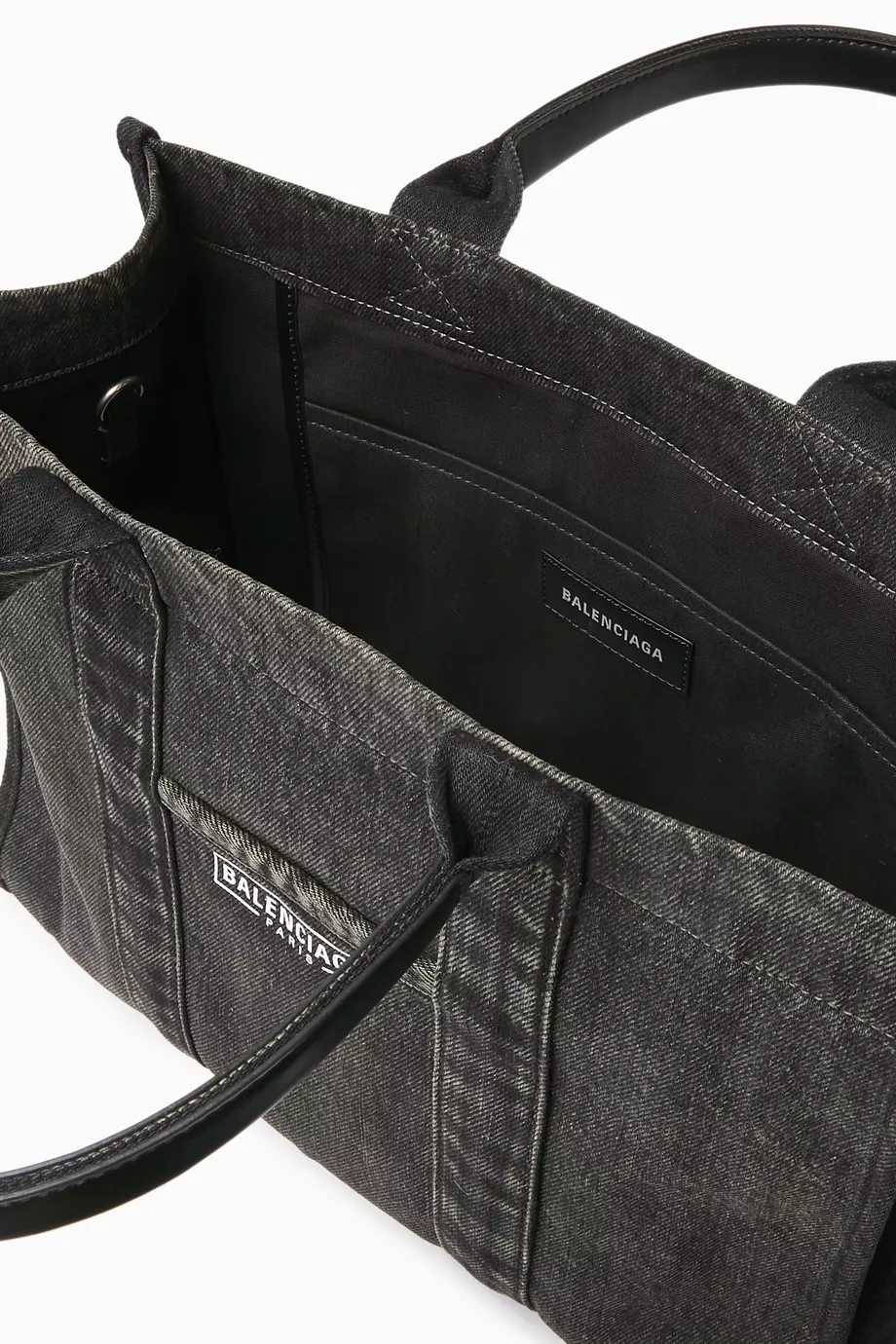 Buy Balenciaga Black Medium Hardware Tote Bag in Denim For Women