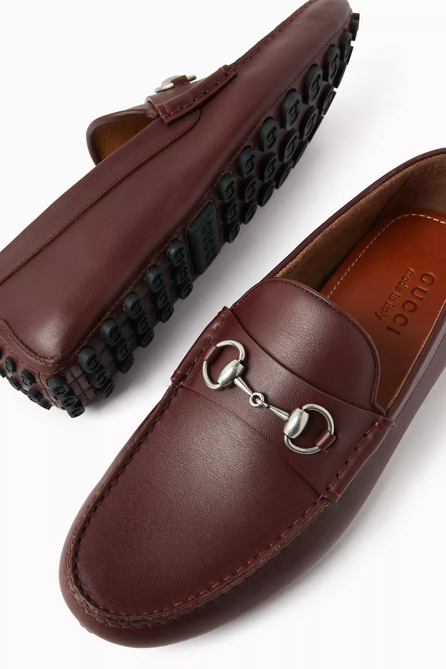 Buy Gucci Burgundy Horsebit Driving Shoes in Leather For Men Online Ounass Saudi
