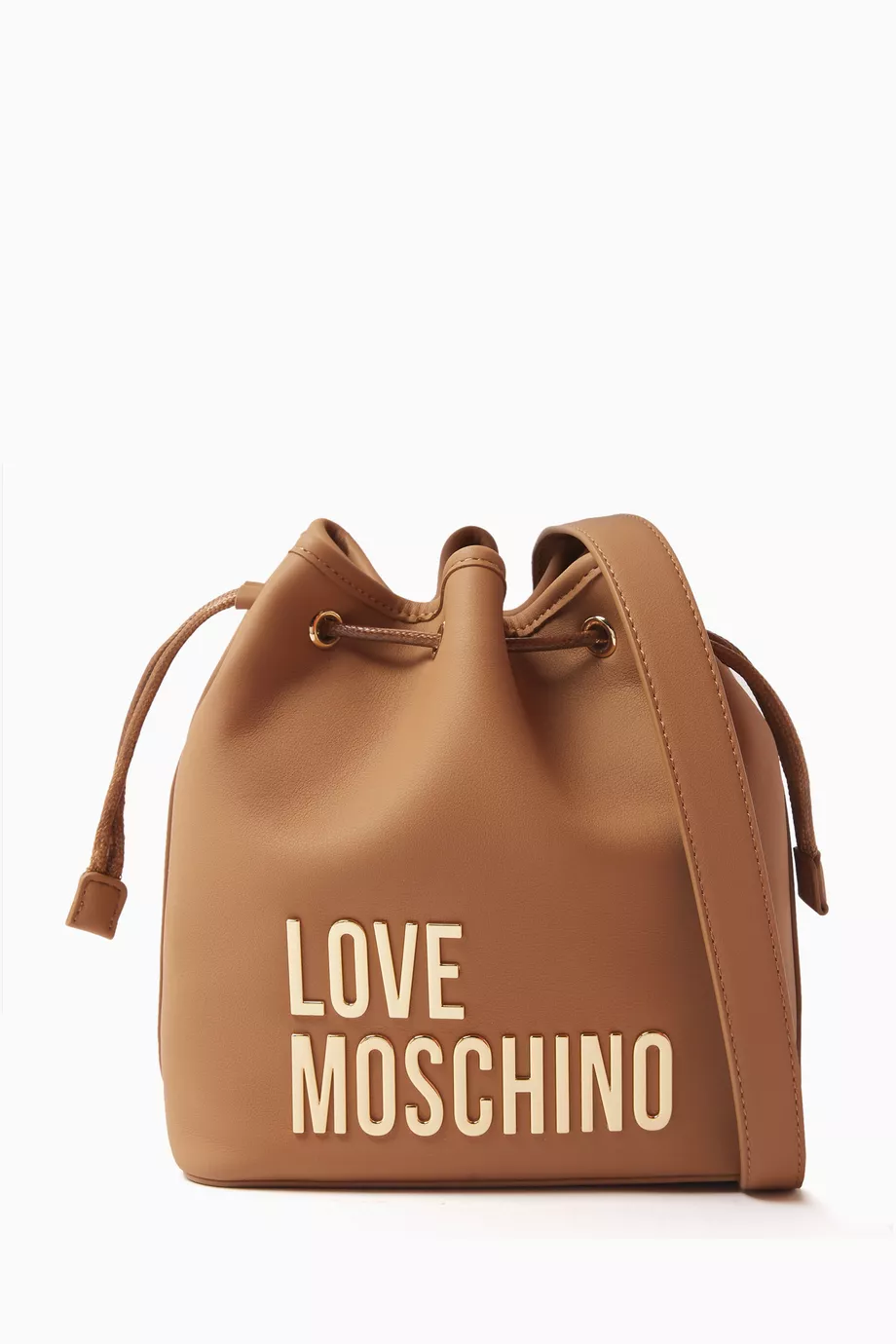 Moschino logo bucket bag top
