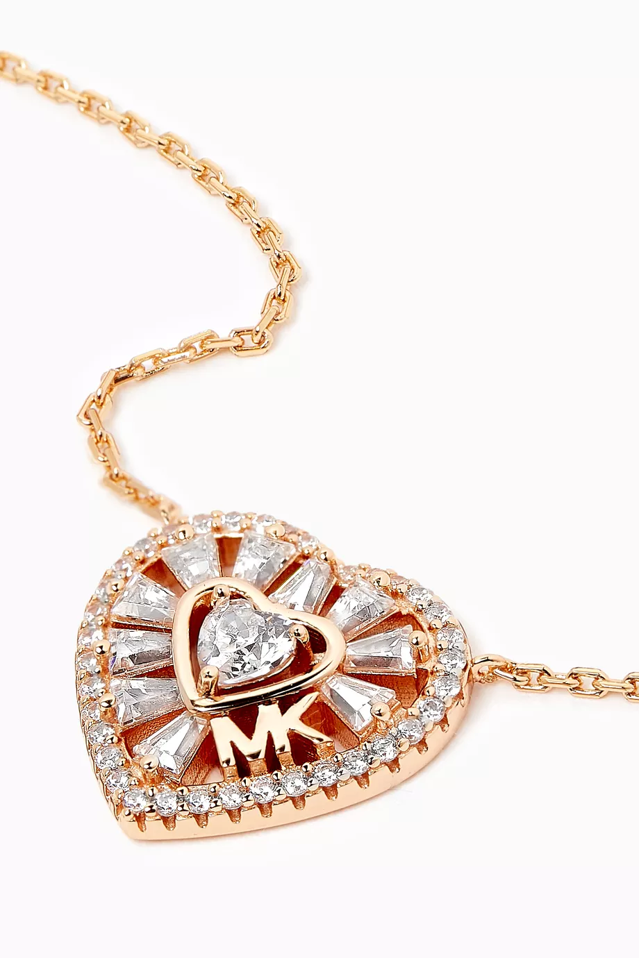 Michael kors rose gold heart necklace clearance