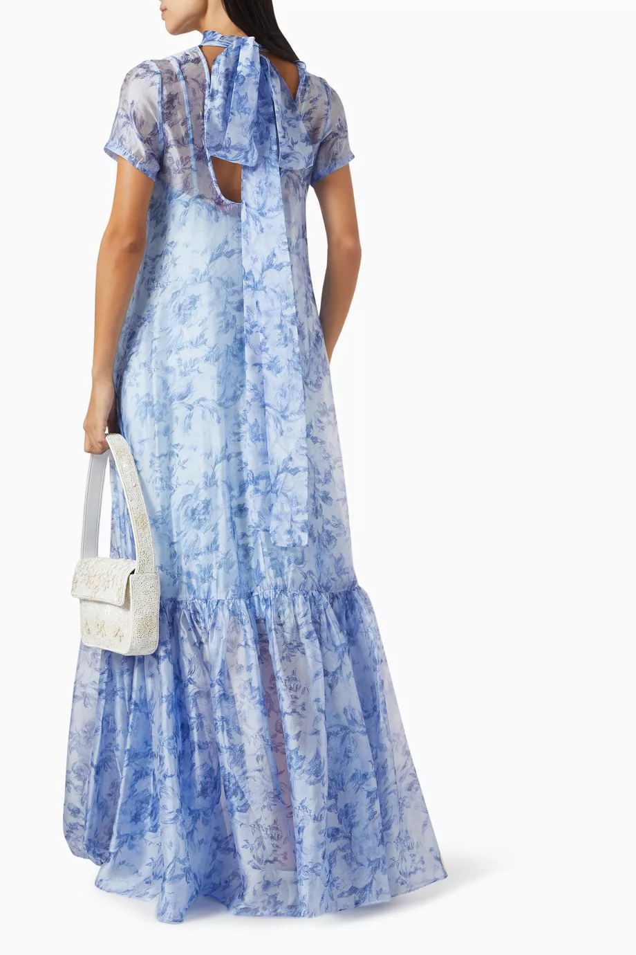 staud blue floral dress Wylie Dress  Dandelion Sky