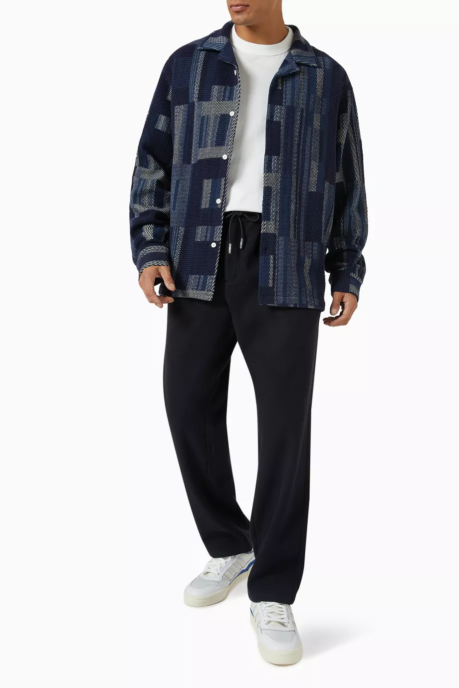 Buy Kith Blue Geometric Cohen Shirt in Cotton Knit For Men Online