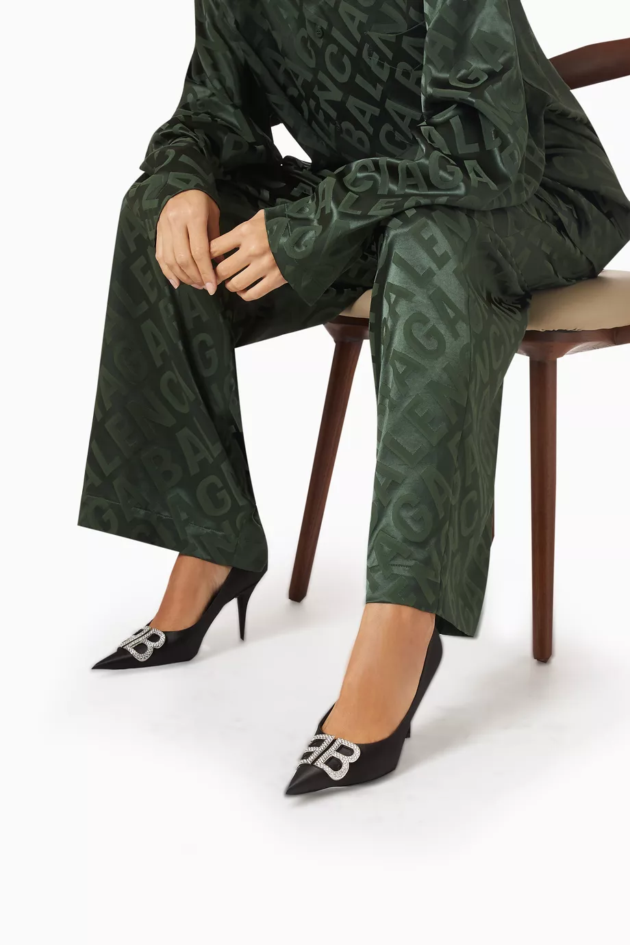 Balenciaga embellished satin pumps online