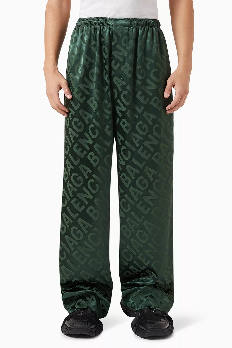 BALENCIAGA Pyjama パンツ グリーン AI Croc シルクサテン Balenciaga Crocodile Print Silk Satin Pajama Pants