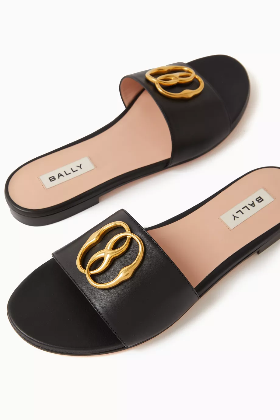 Buy Bally Black Ghis Emblem Slides in Leather For Women  display picture 3