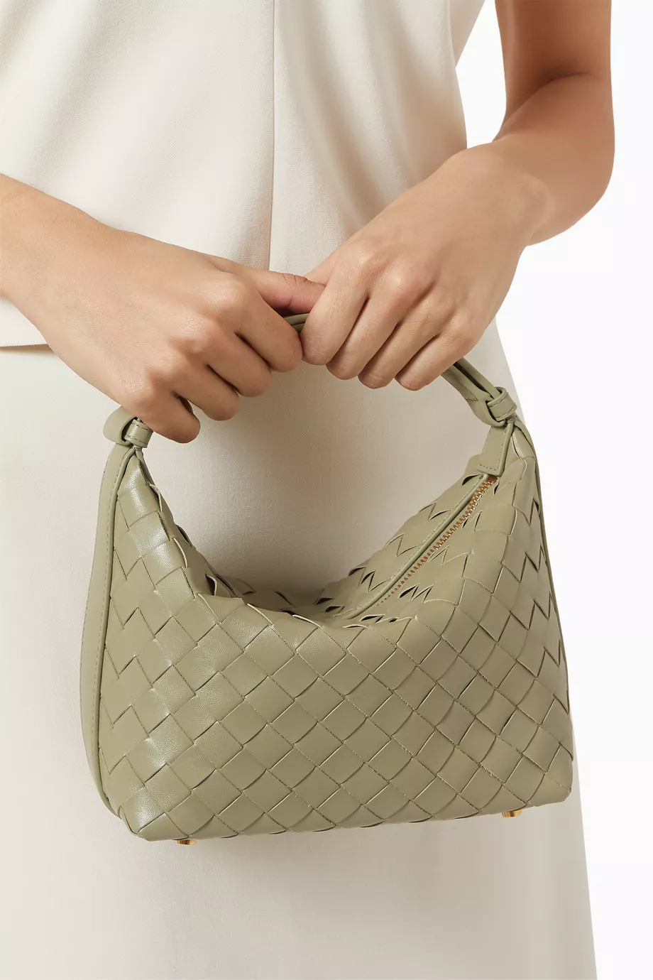 Buy Bottega Veneta Green Mini Wallace Shoulder Bag in Intrecciato Nappa For Women Online Ounass Saudi