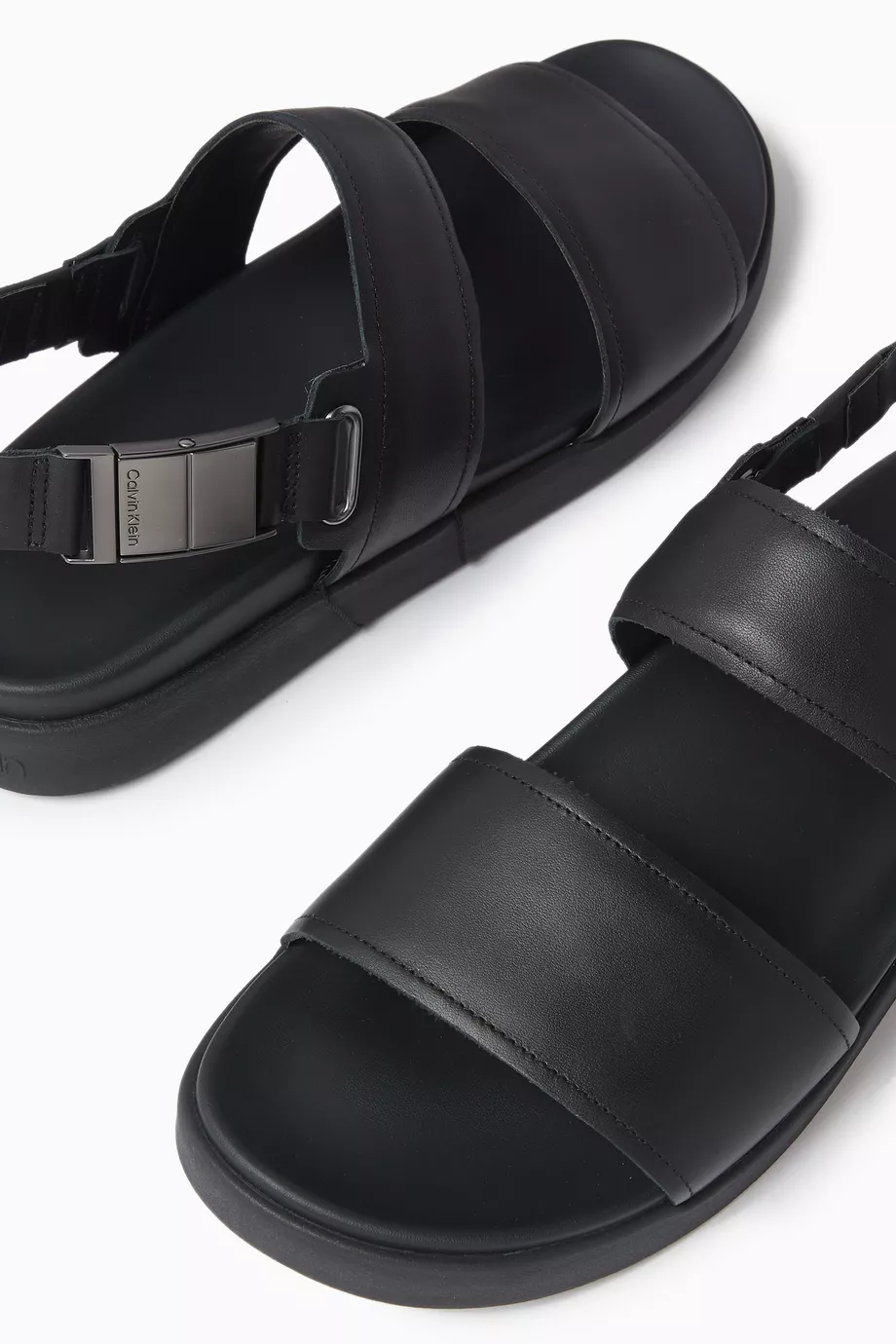 Buy Calvin Klein Black Sandals in Leather For Men Online Ounass Saudi
