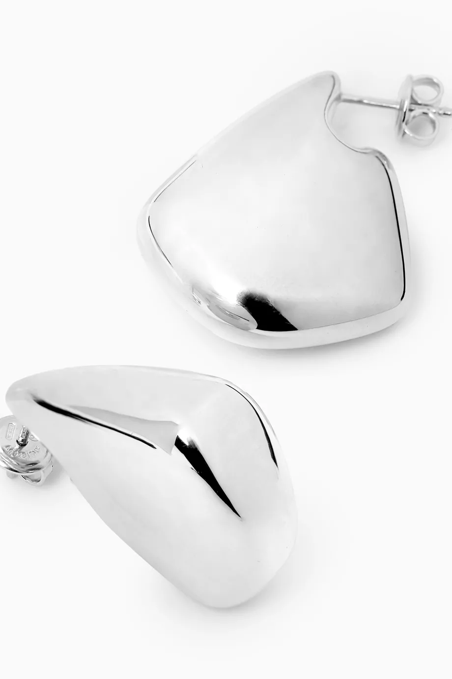 Buy Bottega Veneta Grey Small Fin Earrings in Sterling