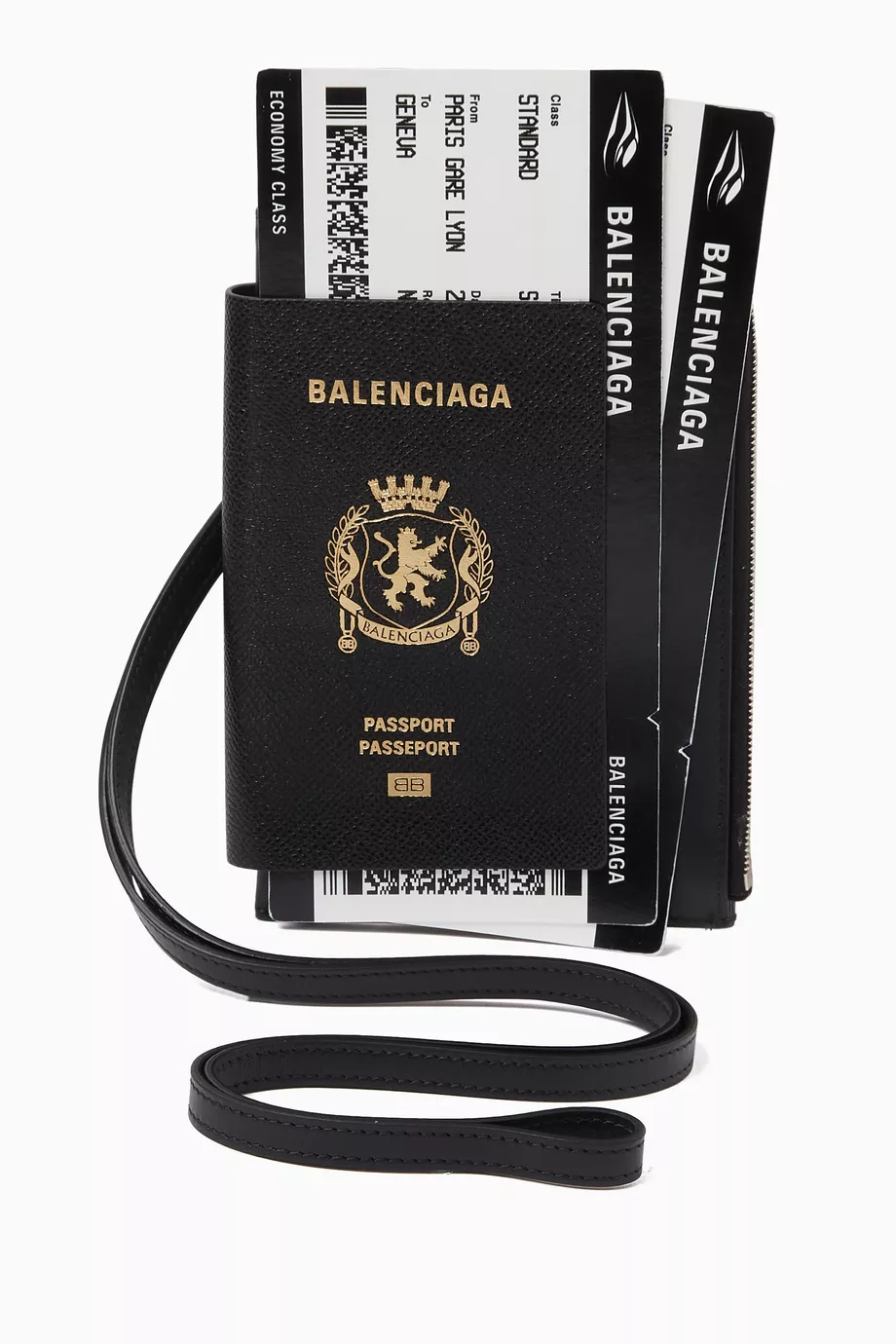 Buy Balenciaga Black Logo-print Passport Phone Holder in Calfskin
