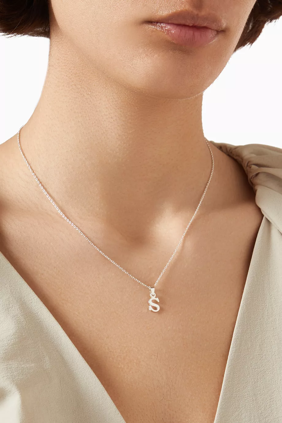 Buy The Jewels Jar Silver Letter S Initials Pendant Necklace in Sterling Silver For Women Online Ounass Saudi