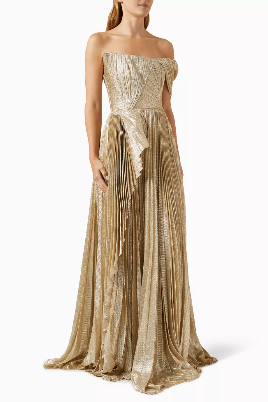 slim fit dress slacks Tarik Ediz 53181 Tent-Style Beaded Halter Dress Yellow / 4