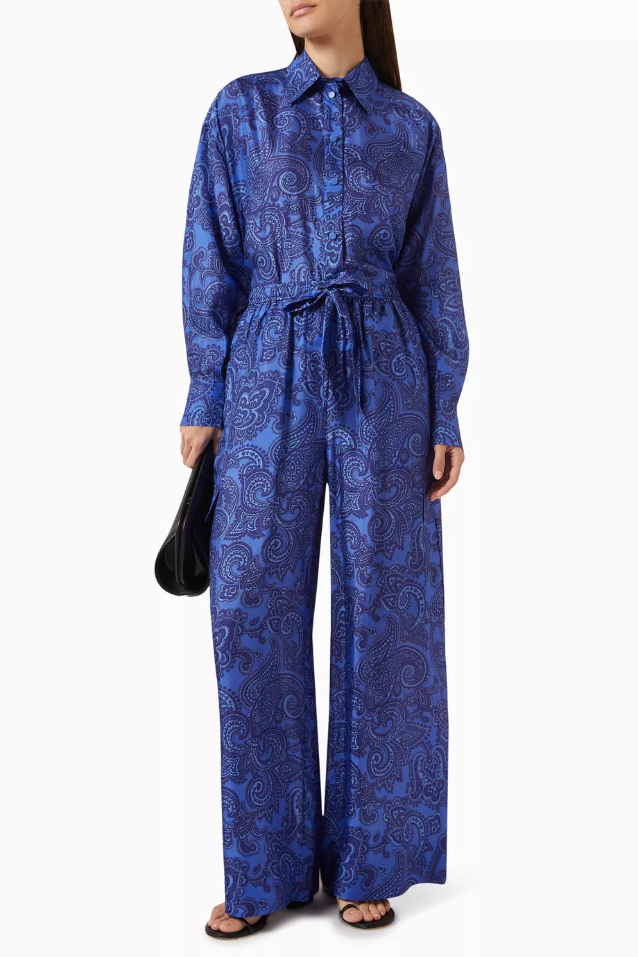 Buy Zimmermann Blue Ottie Relaxed Pants in Silk Habotai For