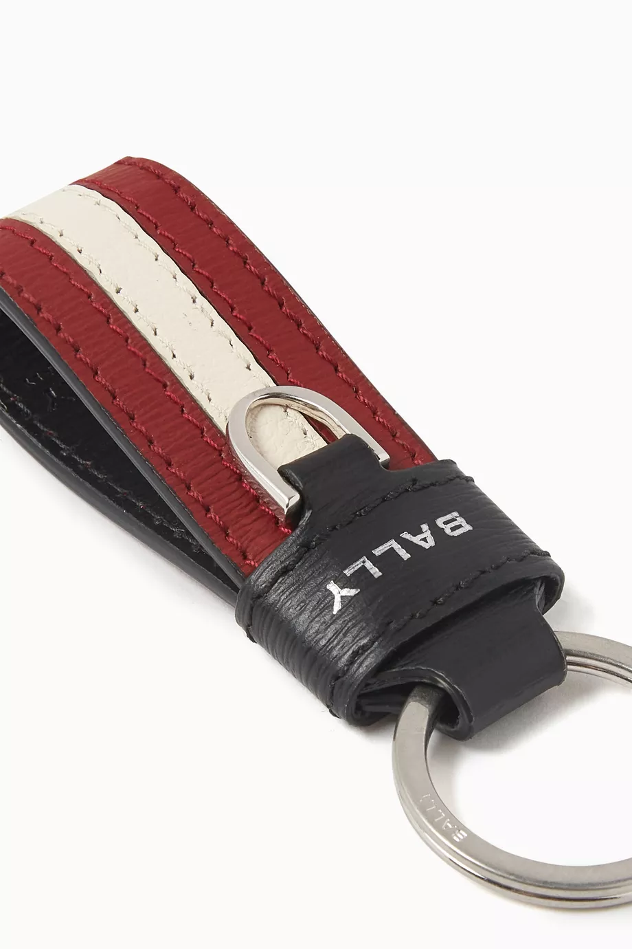 コレクション BALLY key chain Buy Bally Black Logo Stripe Key Ring in Leather For Men Online