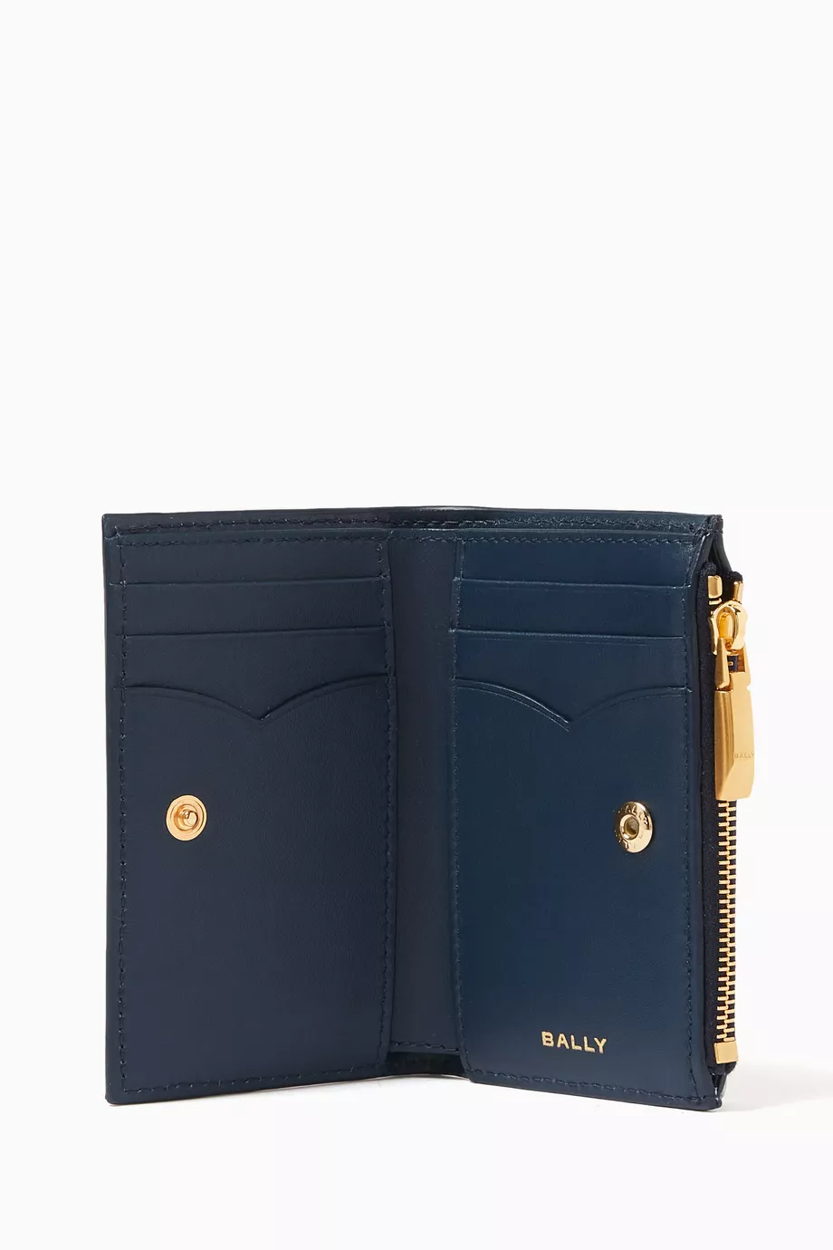 Buy Bally Blue Emblem Compact Wallet in Leather For Women Online