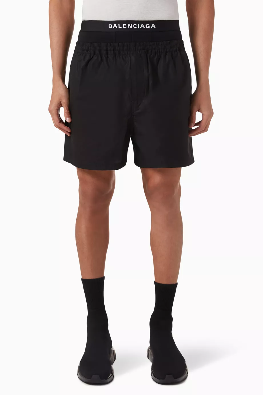 Buy Balenciaga Black Unisex Hybrid Boxer Shorts in Cotton For UNISEX Online Ounass Saudi