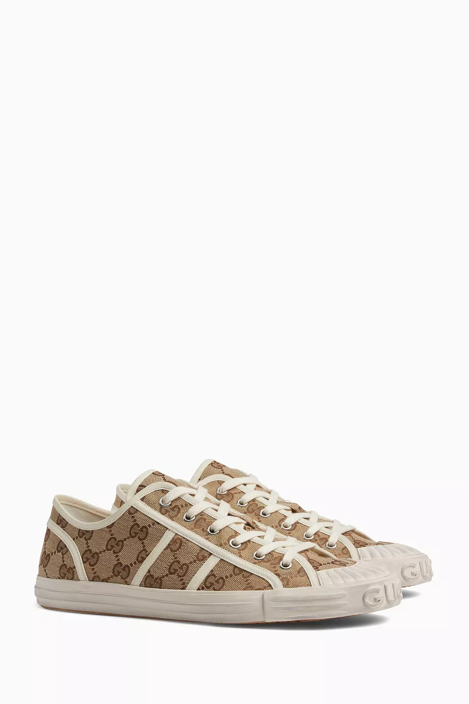 Canvas Sneakers Gucci Trainers Farfetch Buy Gucci Neutral GG