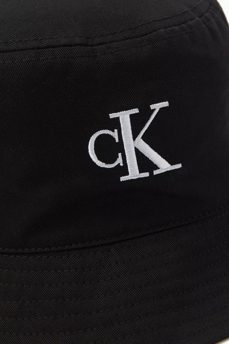 Buy Calvin Klein Jeans Black Monogram Embroidered Bucket Hat
