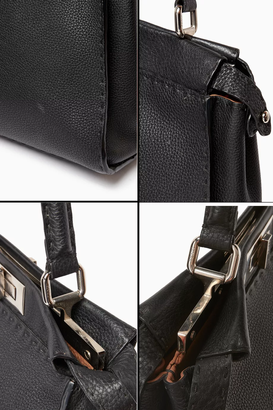 Buy Fendi Pre-Loved Black Medium Peekaboo Selleria Bag in Leather