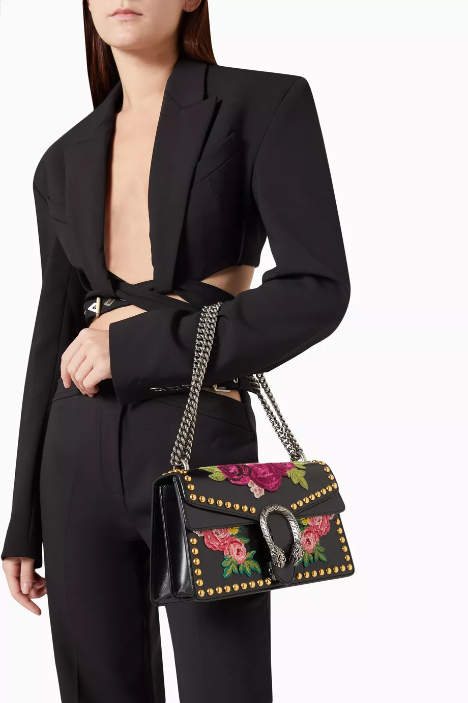 Buy Gucci Pre-Loved Black Small Floral-embroidered Dionysus