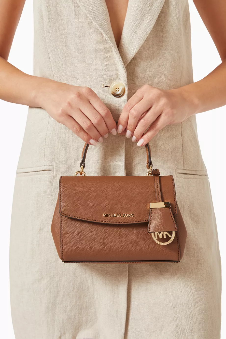 Buy Michael Kors Brown Extra-small Ava Crossbody Bag in Saffiano