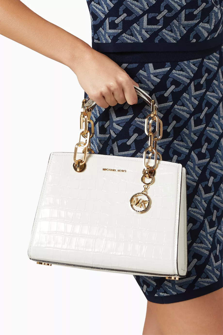 Buy Michael Kors White Small Cynthia Satchel Bag in Croc embossed Leather For Women Online Ounass Saudi