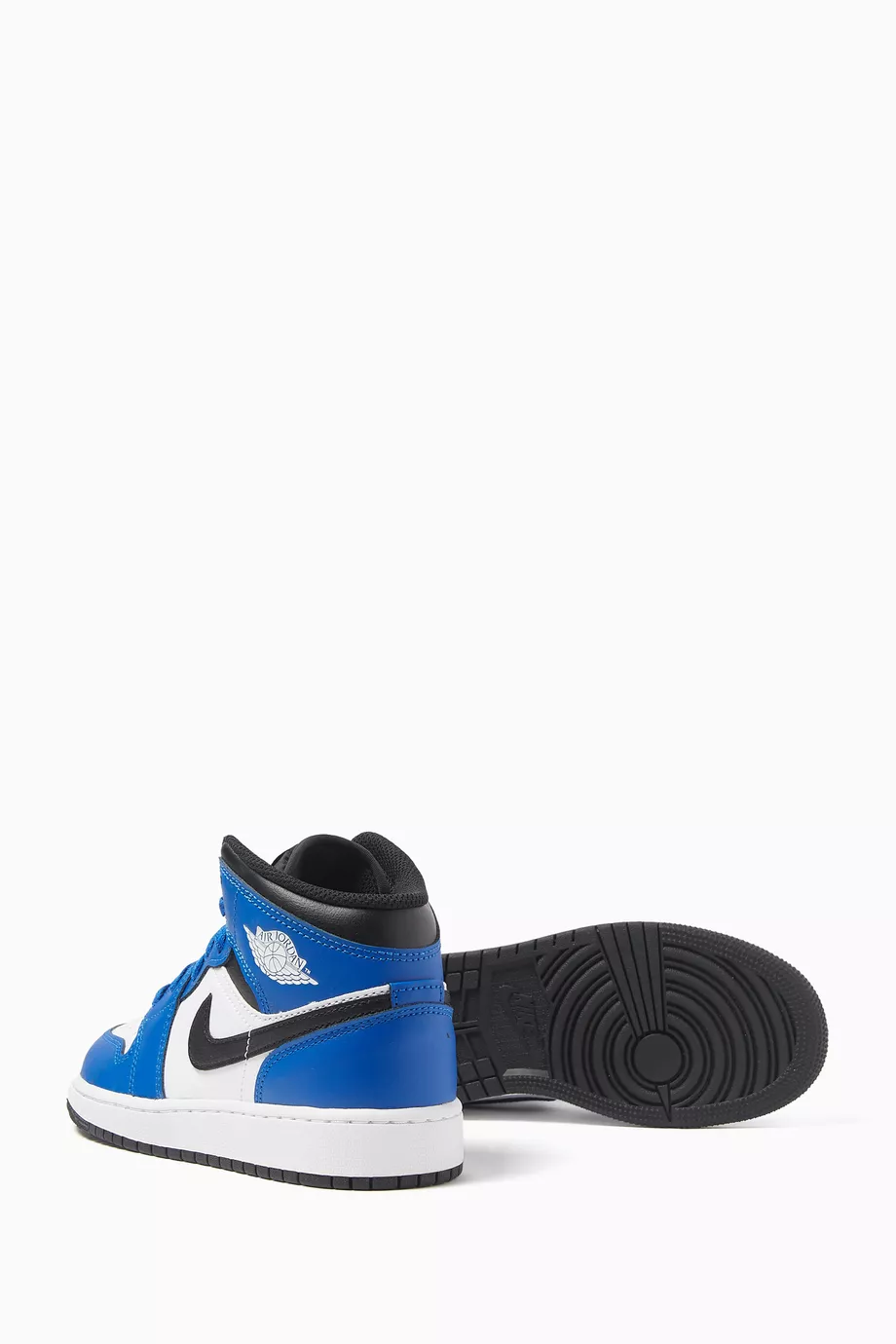 Buy Nike Blue Air Jordan 1 Mid top Sneakers in Leather For Boys Online Ounass Saudi