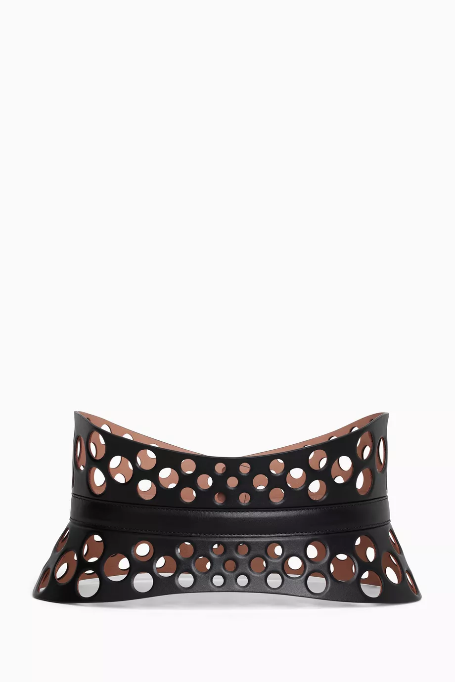 Buy Alaïa Black Neo Perforated Bustier Belt in Calfskin For