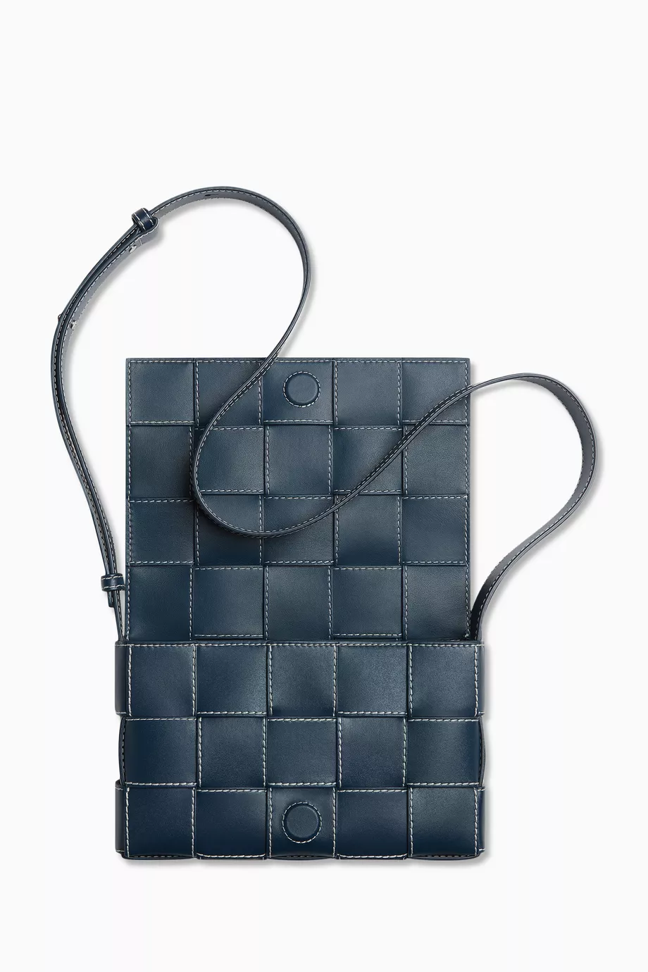Buy Bottega Veneta Blue Cassette Crossbody Bag in Orthogonal Woven