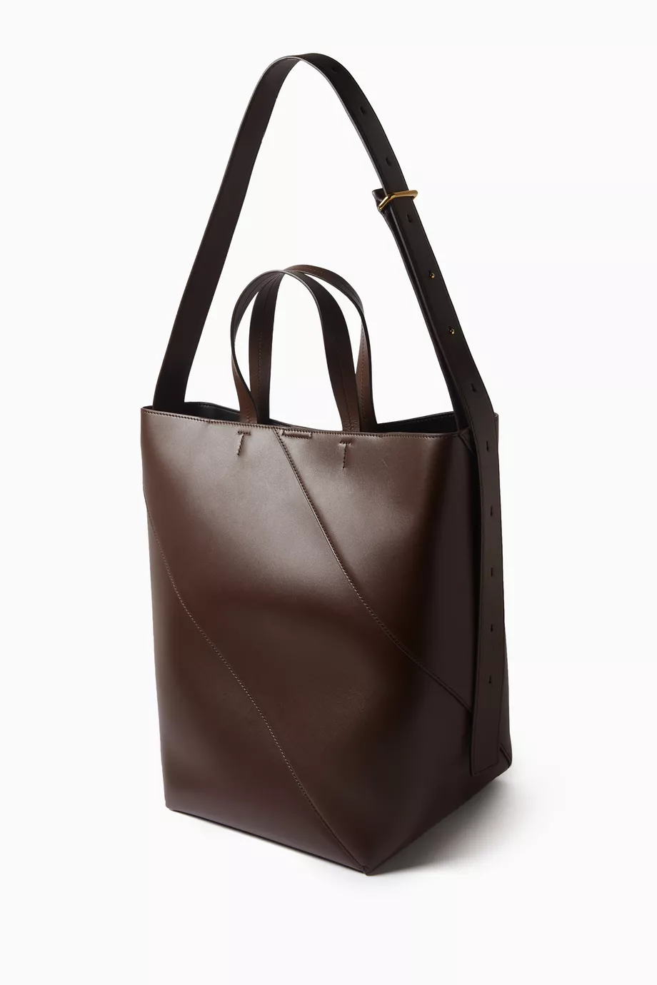 Buy Jil Sander Brown Medium Vertigo Tote Bag in Leather For
