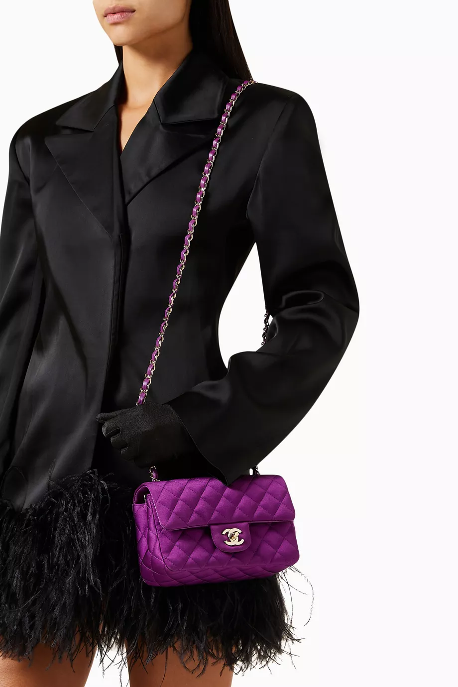 Chanel mini flap bag purple new arrivals