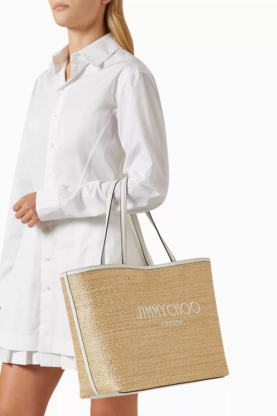 ◆正規品・新品◆Jimmy Choo Beige Raffia Mini Marli Handbag Jimmy Choo Raffia Small Marli Shopping Bag | italist, ALWAYS