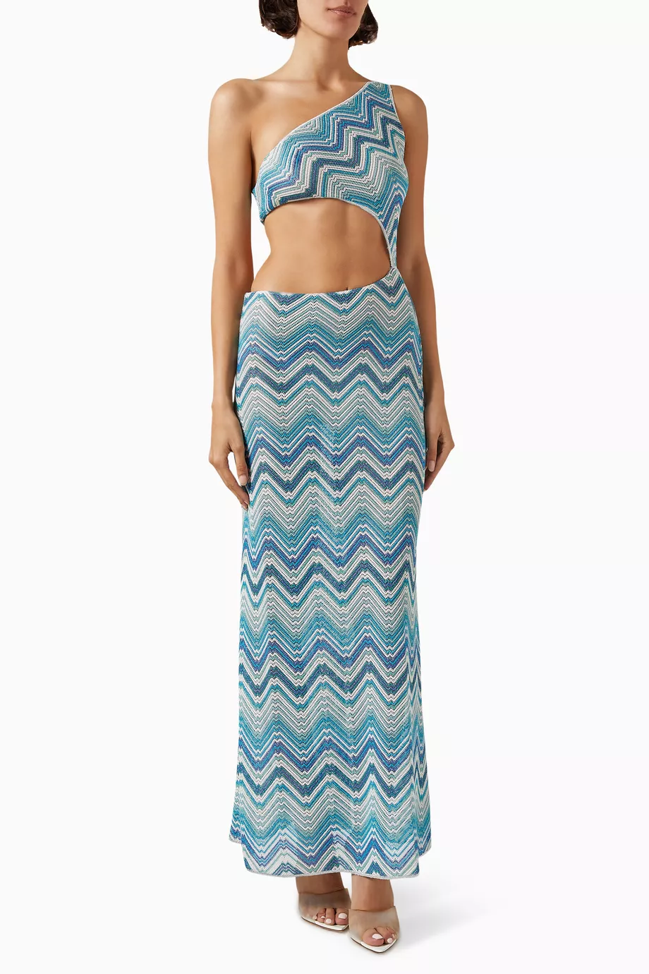 ワンピース BLUE VISCOSE DRESS Ruffled printed viscose dress Blue For Women | Maje