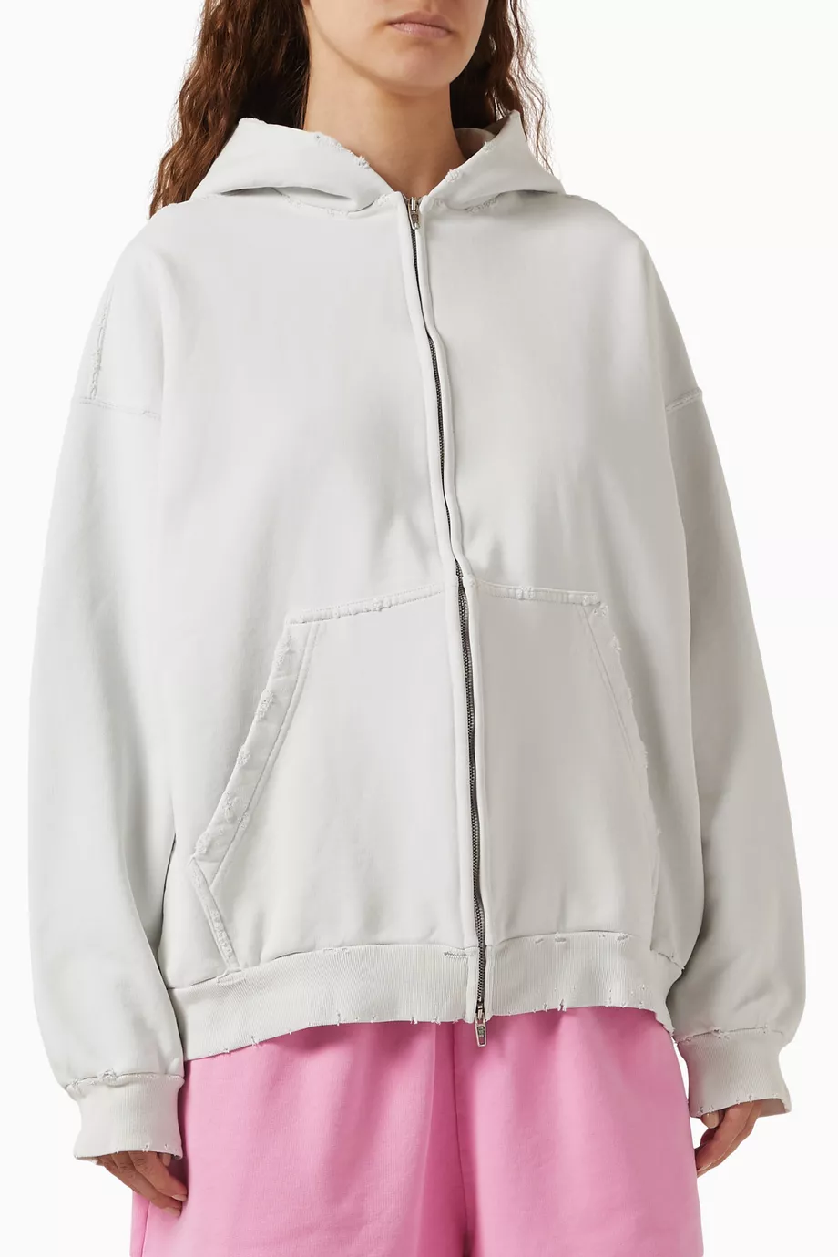 Buy Balenciaga White Unisex Not Been Done Zip-Up Hoodie in