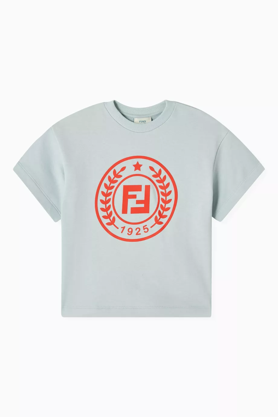 Buy Fendi Blue Logo print T shirt in Cotton For Girls Online Ounass Saudi