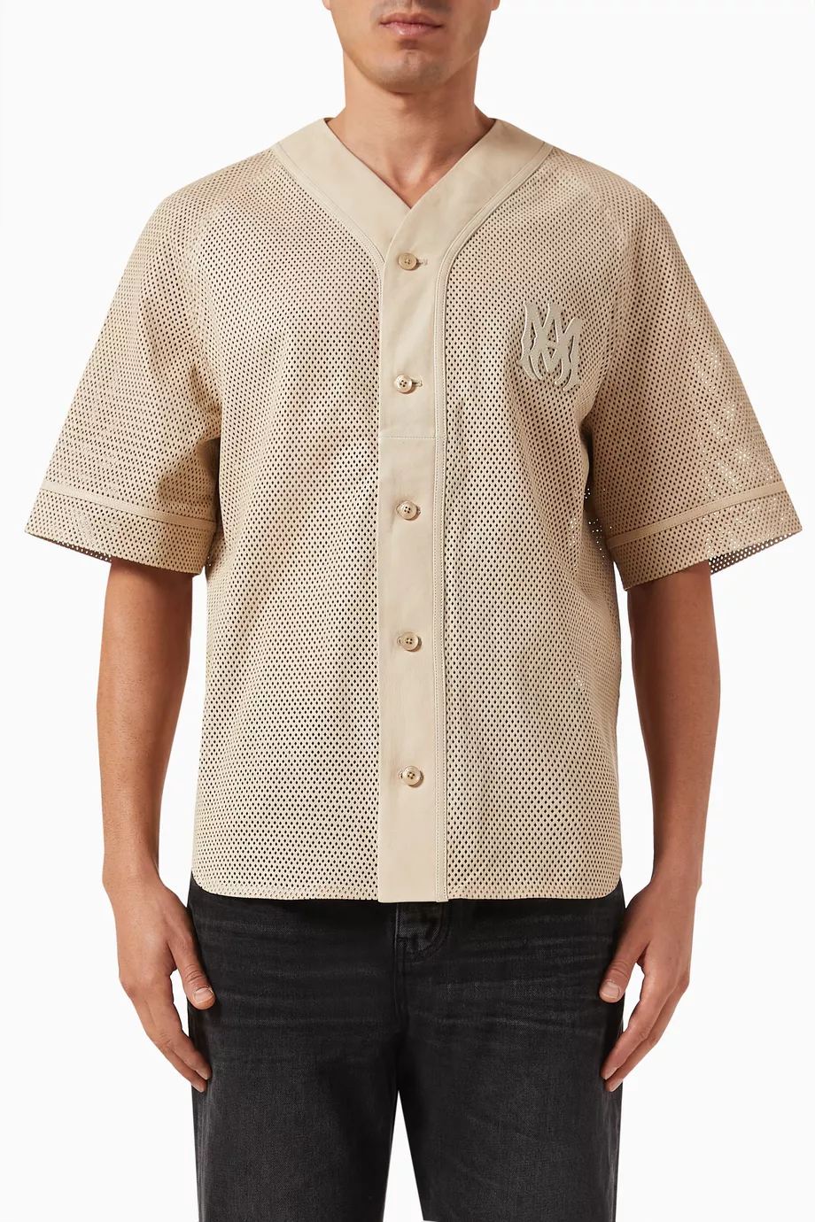 Buy Amiri Neutral MA Baseball Shirt in Perforated Leather For Men Online |  Ounass Saudi