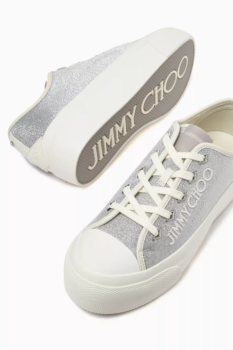 【送料&関税込】Jimmy Choo Palma Maxi Glitter Silver Sneaker Jimmy Choo Palma Maxi Glitter Sneakers | Silver | FARFETCH