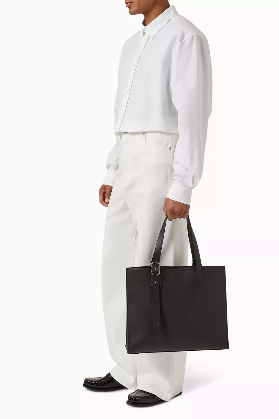 Buy LOEWE Black Buckle Horizontal Tote Bag in Calfskin For Men Online Ounass Saudi