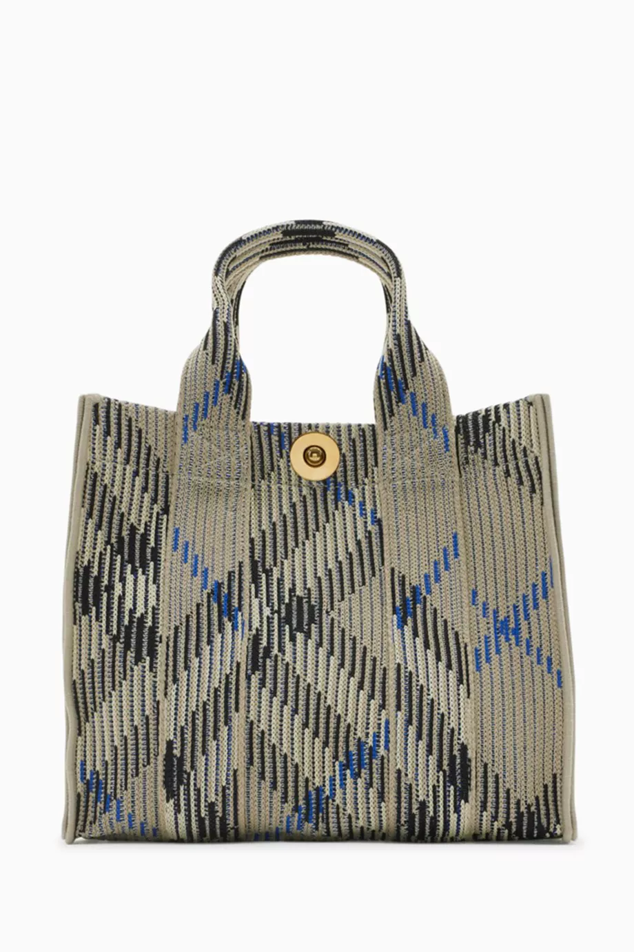 【BURBERRY】CHECK KNITTED TOTE BAG SMALL Burberry Mini Check Knitted Tote Women | Heathrow Reserve